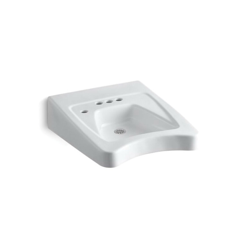 Kohler® 12636-L-0 Morningside™ Wheelchair Users Bathroom Sink With Overflow, Rectangular, Wall Mount, Vitreous China, White
