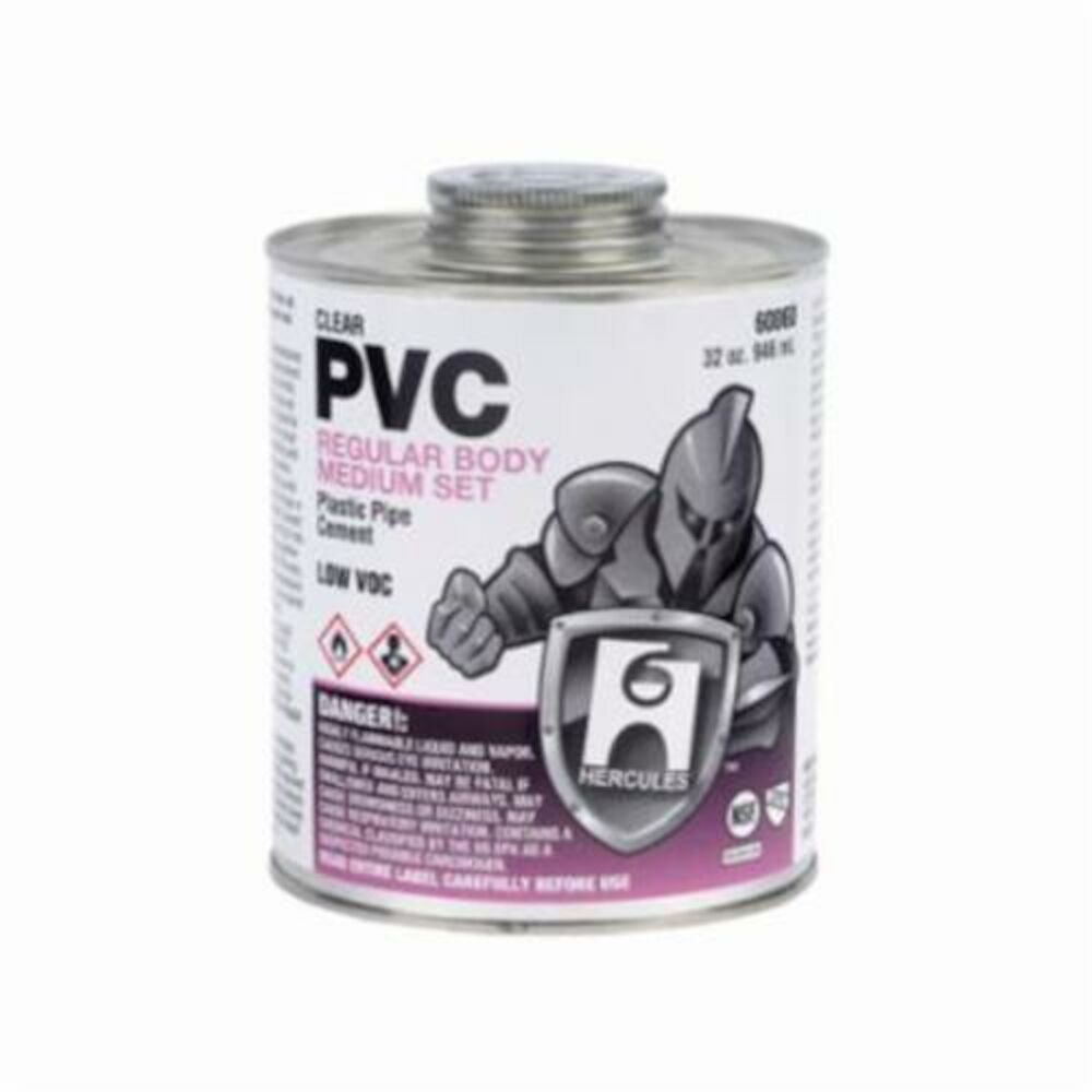 Hercules® 60055 Medium Set Low VOC PVC Cement, 16 oz Jumbo Dauber Can, Liquid, Clear, 0.91