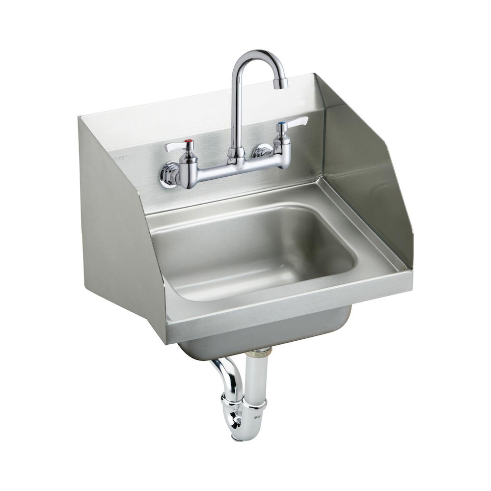 CHS1716LRSC Handwash Sink Package, Rectangular, 15-1/2" W x 13" Dx16-3/4" H, Wall Mount, Stainless Steel, Buffed Satin