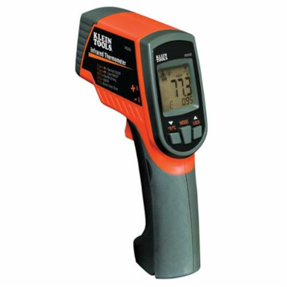 Klein® IR2000 Dual Laser Infrared Thermometer, -76 to 1022 deg F, 0.1 to 1, (2) AAA Battery