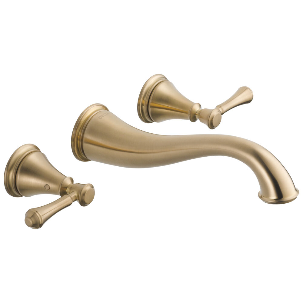 Delta Cassidy™ Two Handle Wall Mount Bathroom Faucet Trim, Champagne Bronze