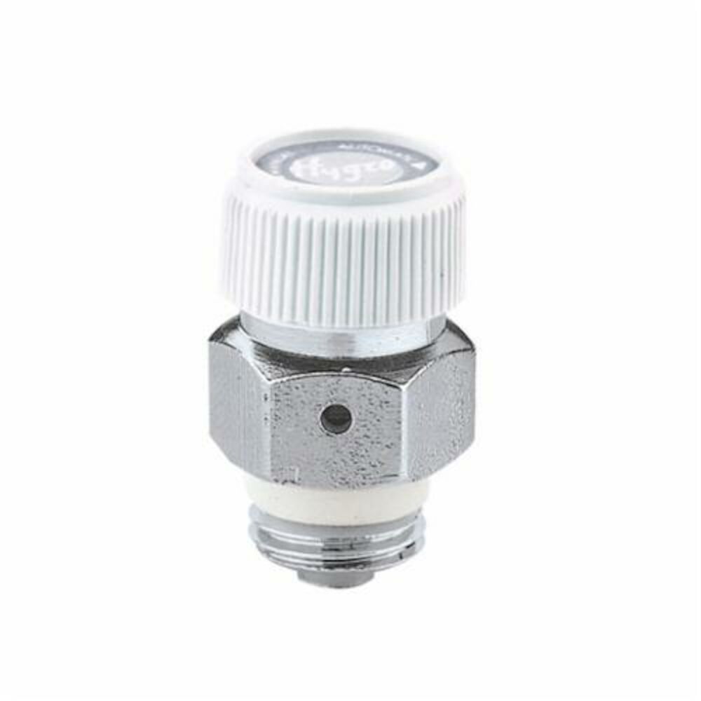 Caleffi 508013A Hygroscopic Automatic/Manual Compact Air Vent With Service Check Valve, 1/8 in, MNPT, 150 psi, 212 deg F, Brass, Import
